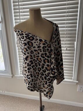 Leopard Print Women’s Wrap Scarf in Beige and Black